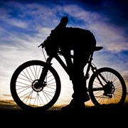 Picture Of Mountain And Bicycle Rider